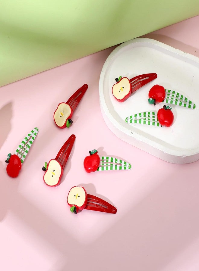 Ajcotahm 8Pcs Apple Hair Clips, Cute Fruit Hair Barrettes Kawaii Decorative Hair Accessories for Women Girls (Red and Green) - Image 4